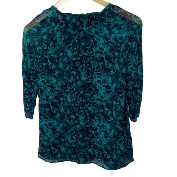 Nicole Richie Bohemian 100% Silk Blouse Size Small Winter Kate Blue Floral Top S - Picture 3 of 10